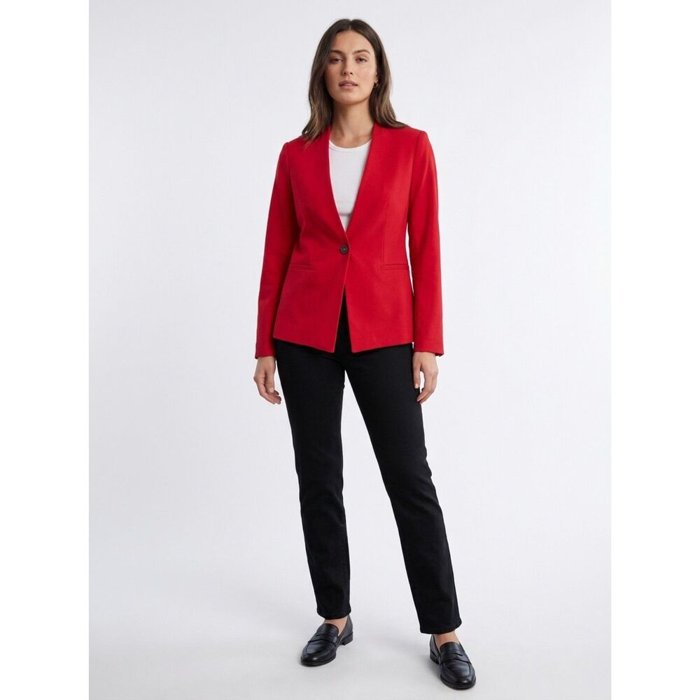 The Limited Vibrant Red Single-Button Tailored Blazer